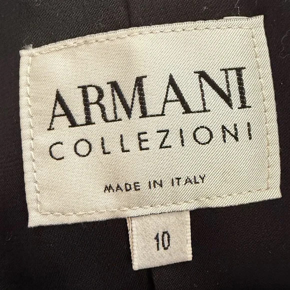 Armani Collezioni Black Blazer Checkered Satin Size 10 Formal Made in Italy - Picture 6 of 6